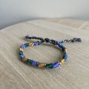 Handmade Ginger Woven Friendship Bracelet OS Purple Gold Women Cotton Tie